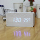 Réveil Connecté en Bois avec Chargeur Sans Fil – Affichage LED Heure, Date, Température
