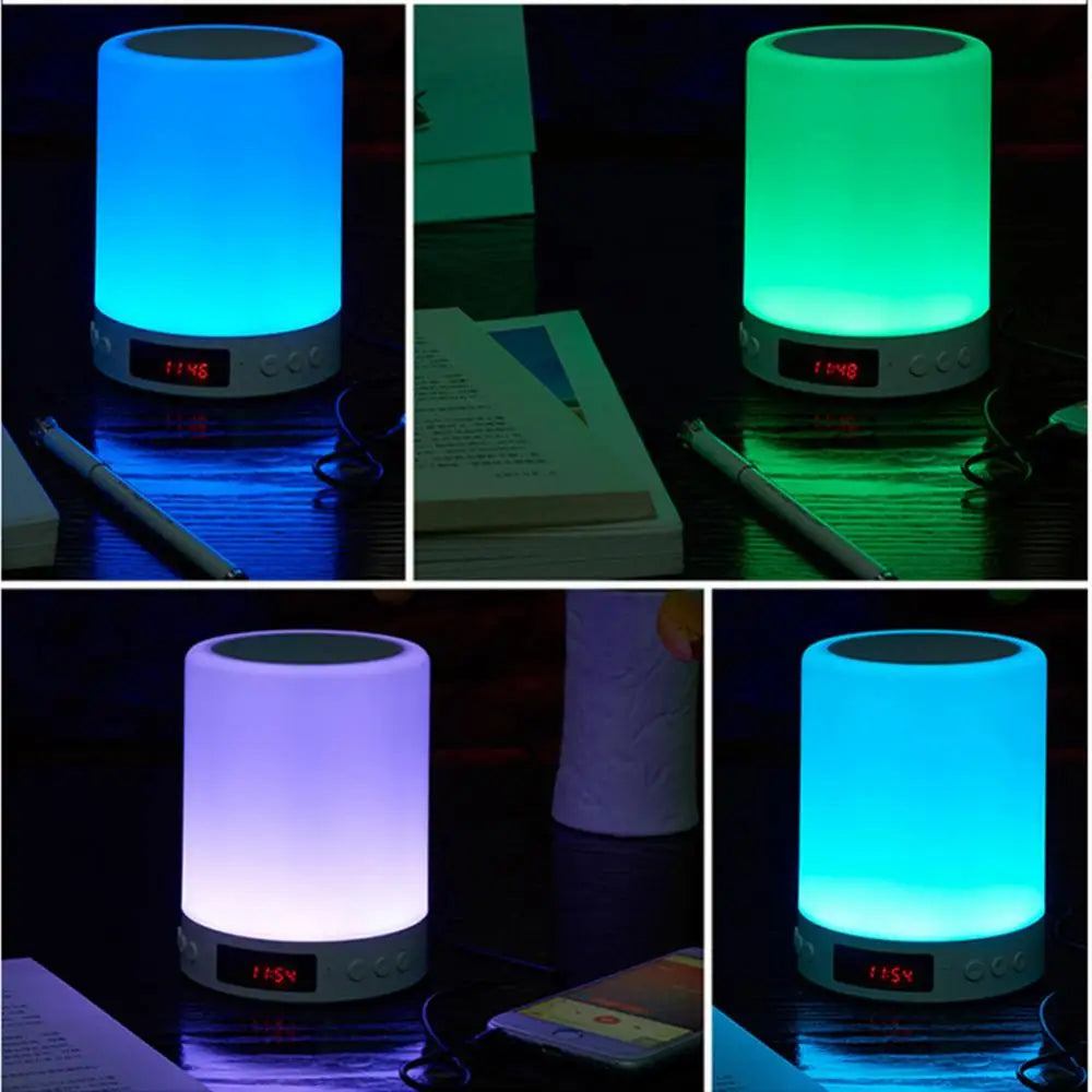 Réveil Connecté Cylindre Lumineux avec Enceinte Bluetooth
