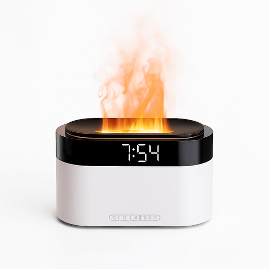 Réveil Lampe de chevet Diffuseur de Flamme LED avec Télécommande