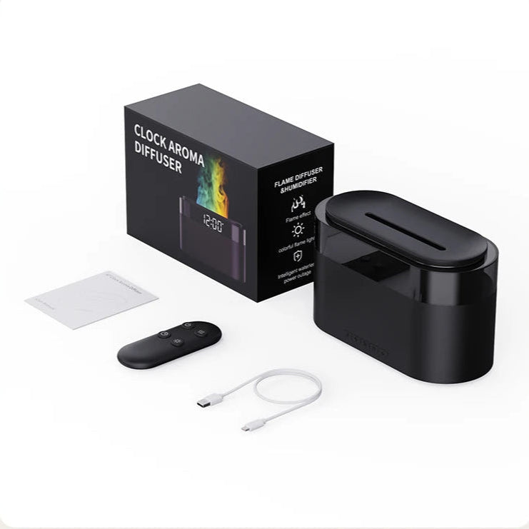 Réveil Lampe de chevet Diffuseur de Flamme LED avec Télécommande