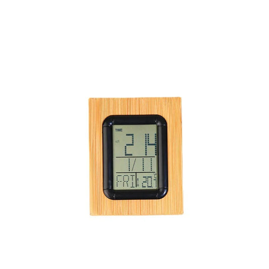 Réveil Digital en Bois avec Pot à Stylos Intégré – Organiseur de Bureau Élégant