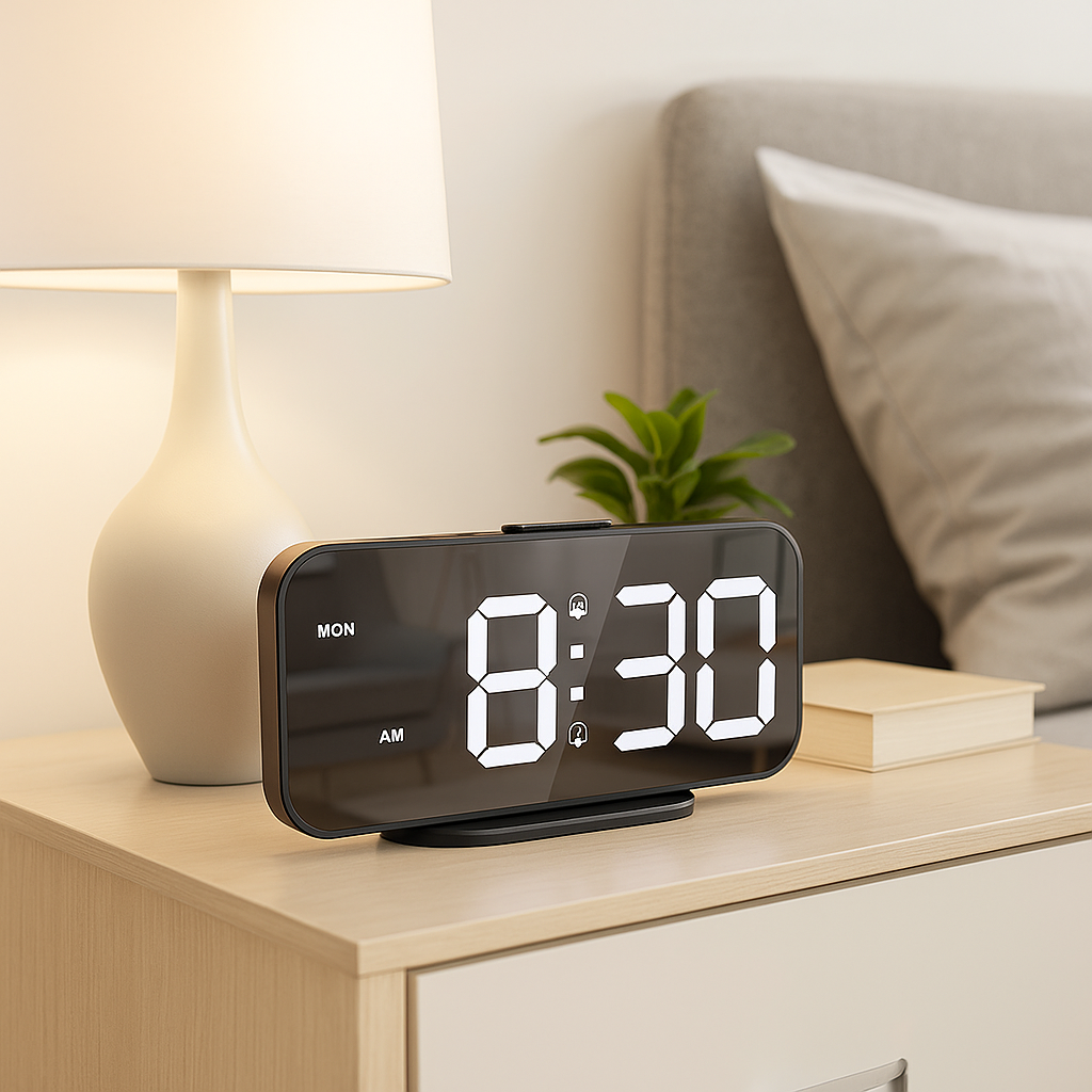 Réveil Lampe de Chevet – Digital LED Double Alarme avec Ports USB