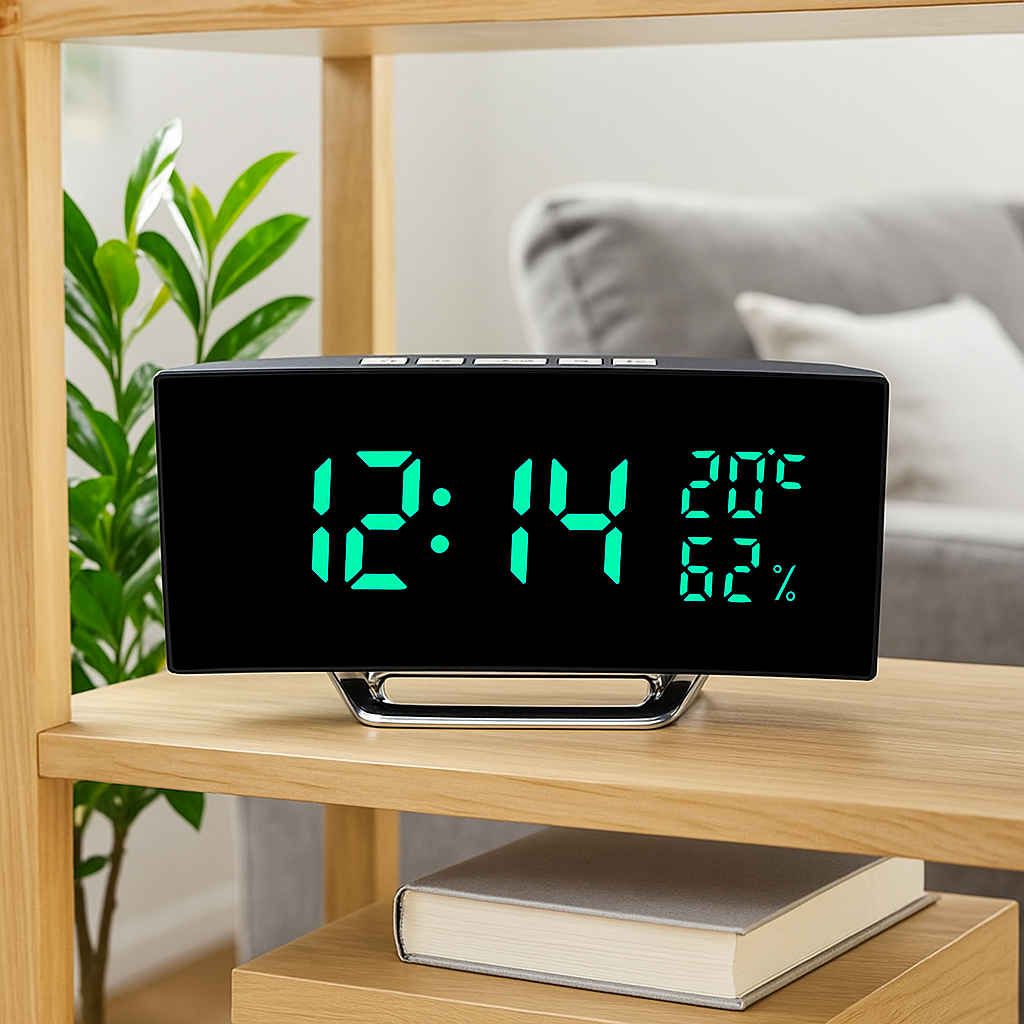 Réveil Digital à Grand Écran LED avec affichage température