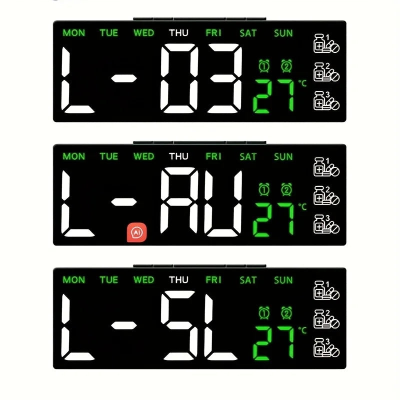 Réveil Digital Grand Écran avec Affichage Température et Alarmes Multiples