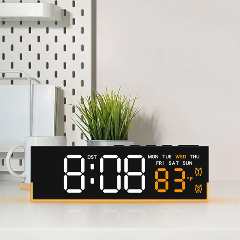 Réveil Digital LED avec Éclairage Ambiant Vert – Design Moderne et Multifonction