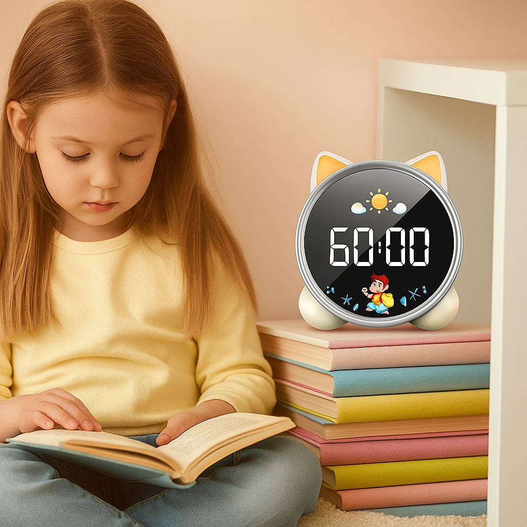 Réveil Éducatif - Enfant Chat Intelligent Écran LED Indicateur de Température