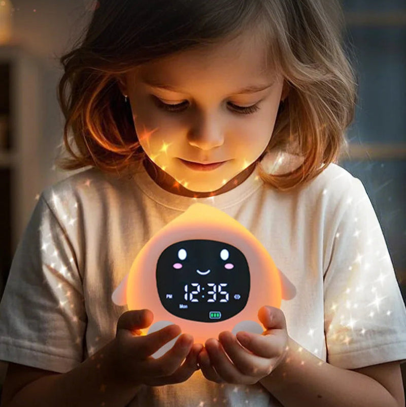 Réveil Éducatif Enfant Fruits – Veilleuse LED Colorée et Alarme Douce