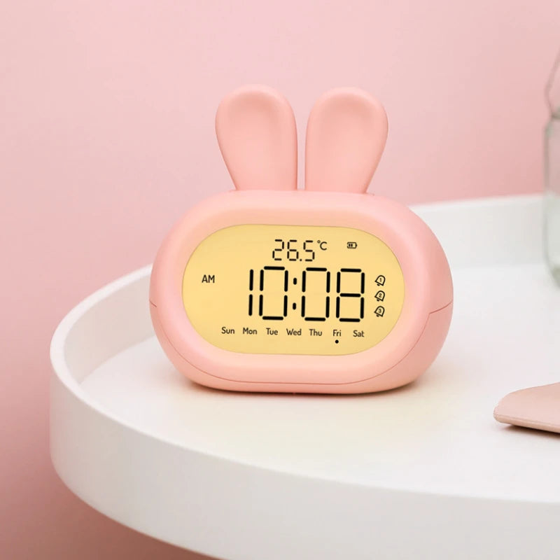 Réveil Éducatif Enfant Lapin Affichage Digital et Thermomètre Intégré