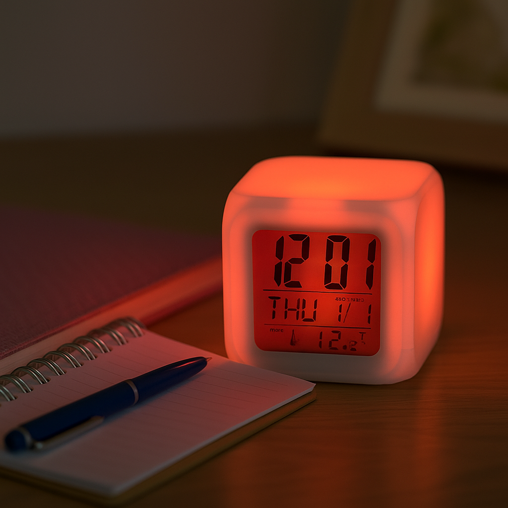 Réveil Enfant 10 ans – Cube LED Lumineux avec Alarme et Thermomètre