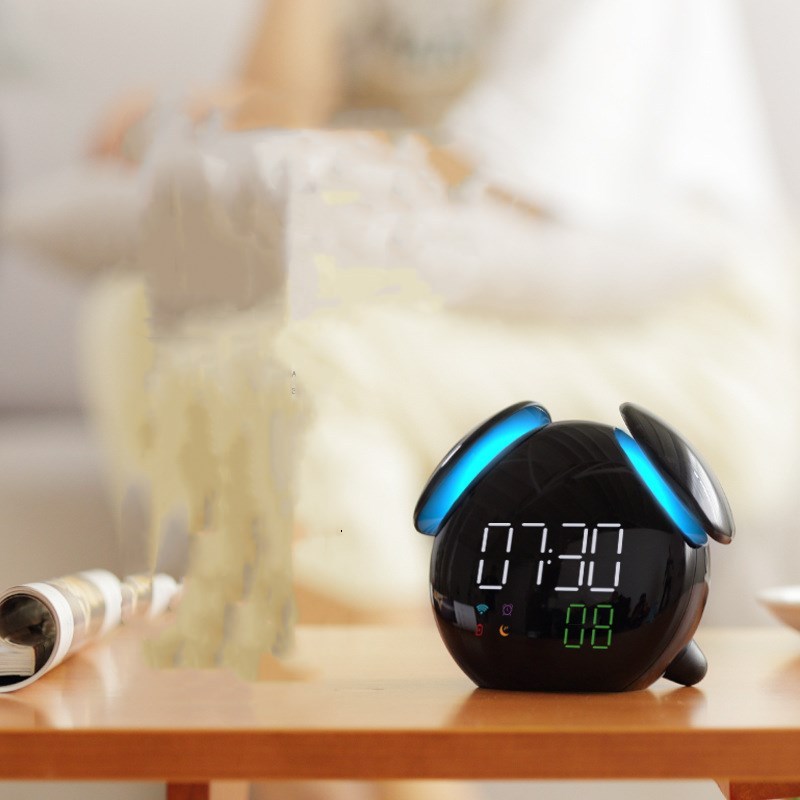 Réveil Enfant 10 ans – LED Ovale Noir avec Veilleuse et Batterie Longue Durée