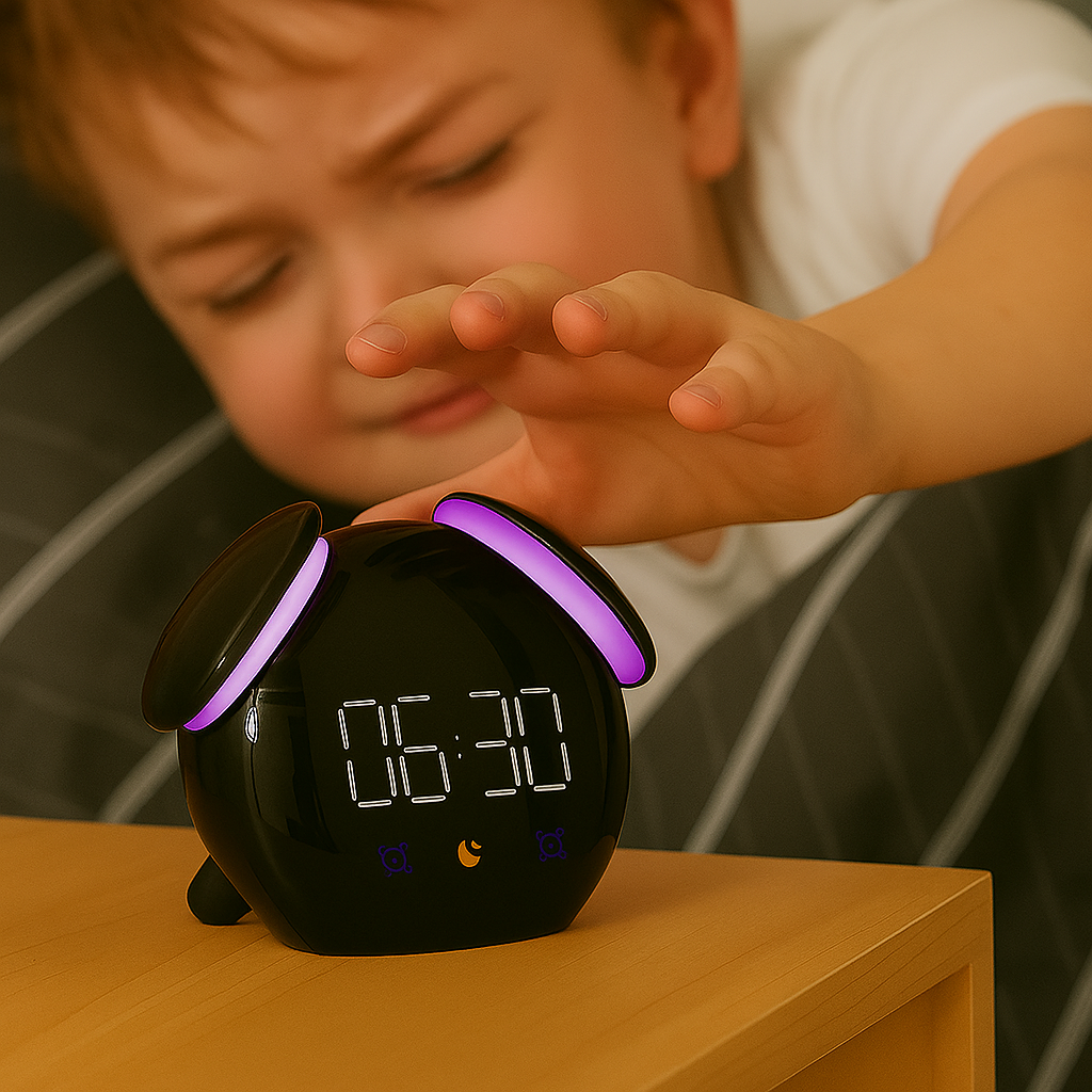 Réveil Enfant 10 ans – LED Ovale Noir avec Veilleuse et Batterie Longue Durée