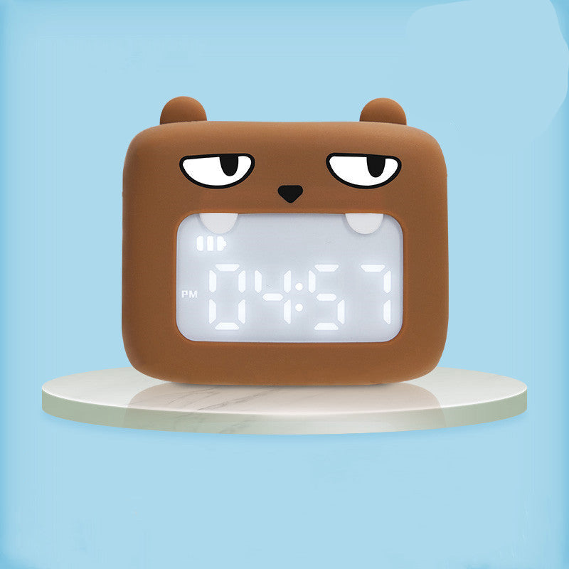 Réveil Enfant 3 ans - Cartoon Monstre Marron avec Affichage LED