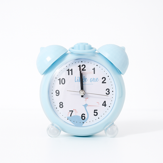 Réveil Enfant 3 ans – Cigogne Bleue avec Double Cloche et Design Classique