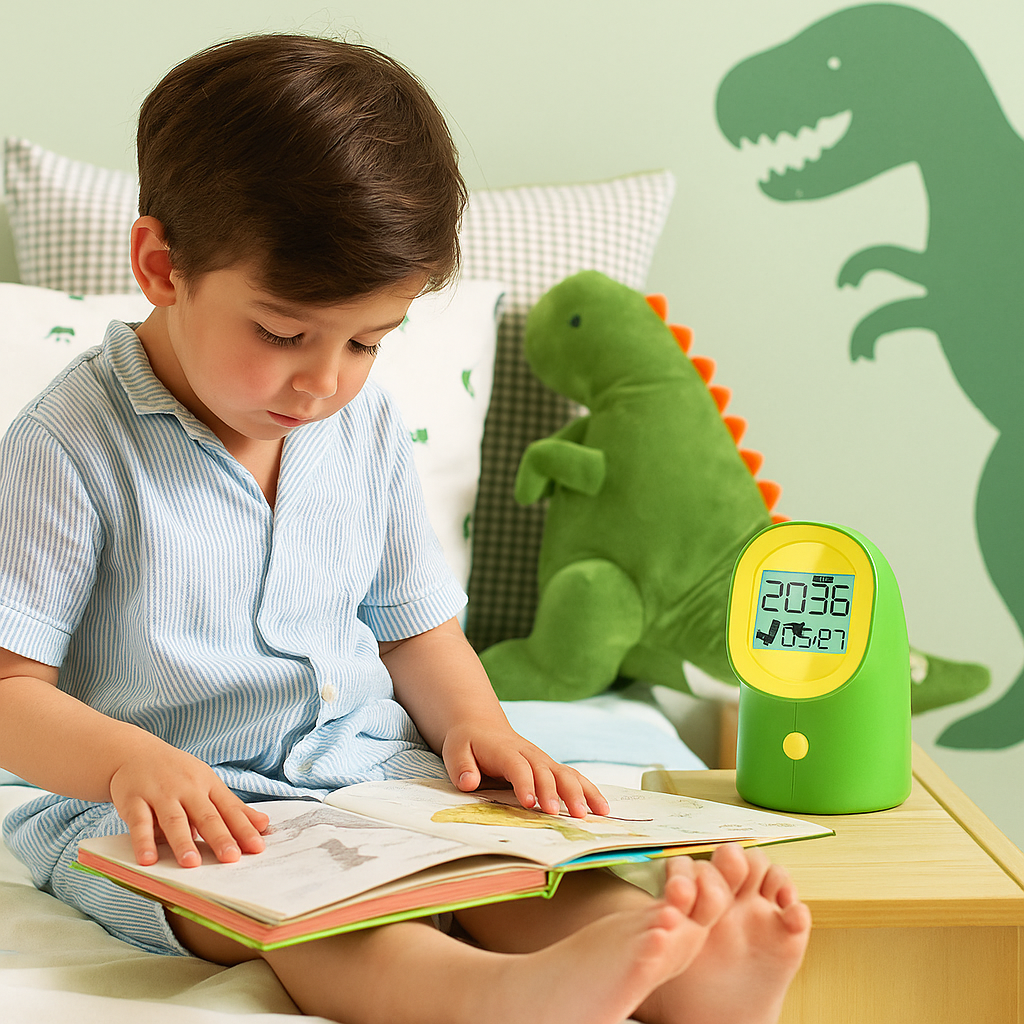 Réveil Enfant 3 ans – Dinosaure Vert Design Simple avec Affichage Digital