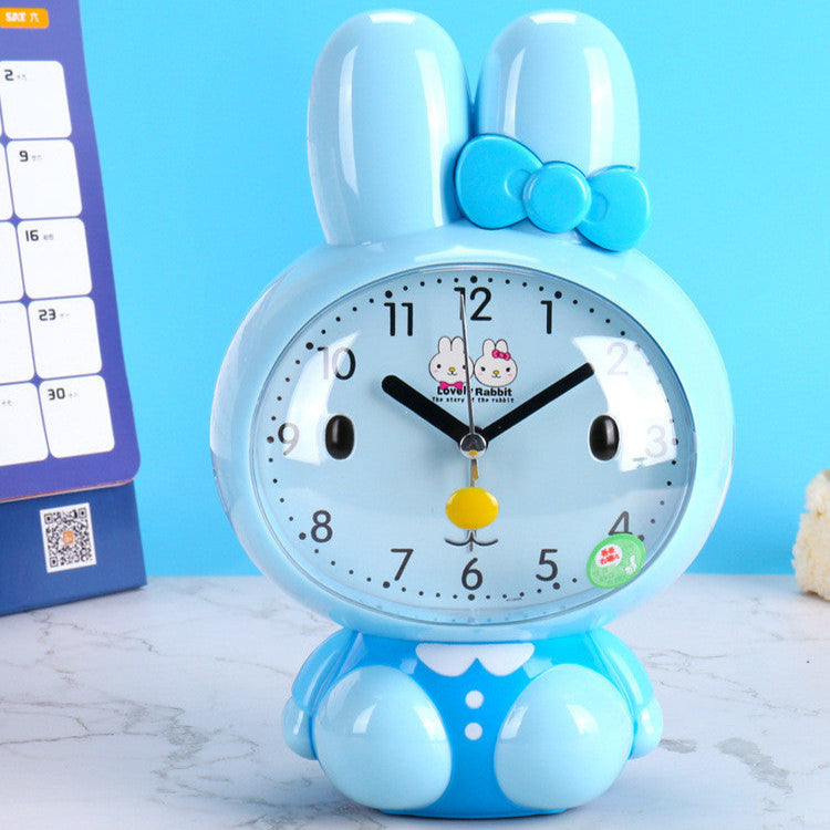 Réveil Enfant 4 Ans – Horloge Lapin Bleu avec Nœud Décoratif