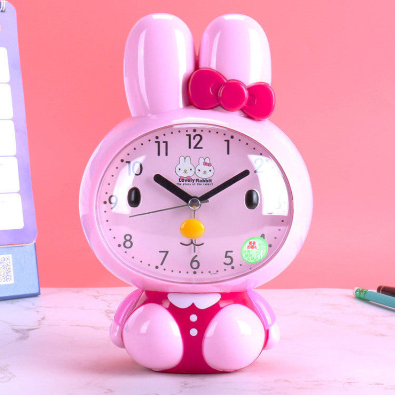 Réveil Enfant 4 Ans – Horloge Lapin Bleu avec Nœud Décoratif