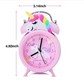Réveil Enfant 4 Ans – Licorne Rose avec Double Cloche et Design Arc-en-Ciel