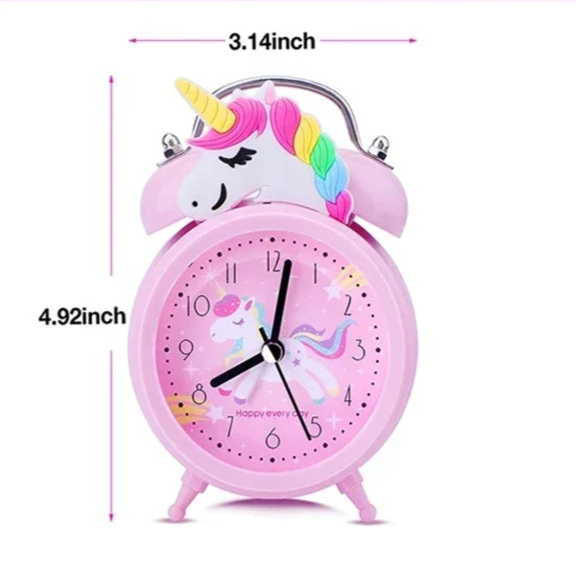 Réveil Enfant 4 Ans – Licorne Rose avec Double Cloche et Design Arc-en-Ciel