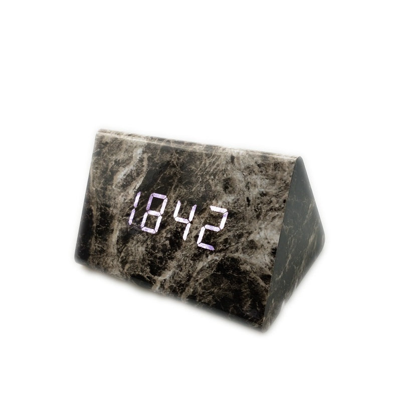 Réveil Enfant 5 ans – Réveil LED Triangle Effet Marbre avec Thermomètre