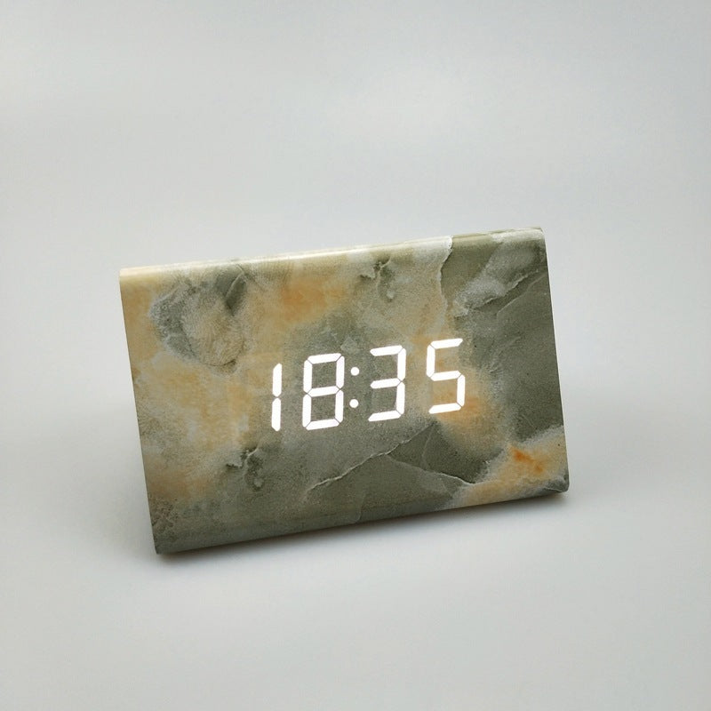 Réveil Enfant 5 ans – Réveil LED Triangle Effet Marbre avec Thermomètre