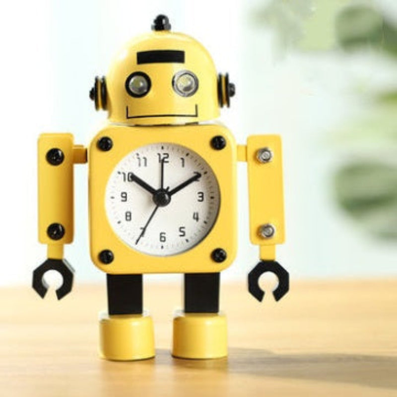 Réveil Enfant 5 ans – Robot Analogique Noir & Jaune avec Alarme