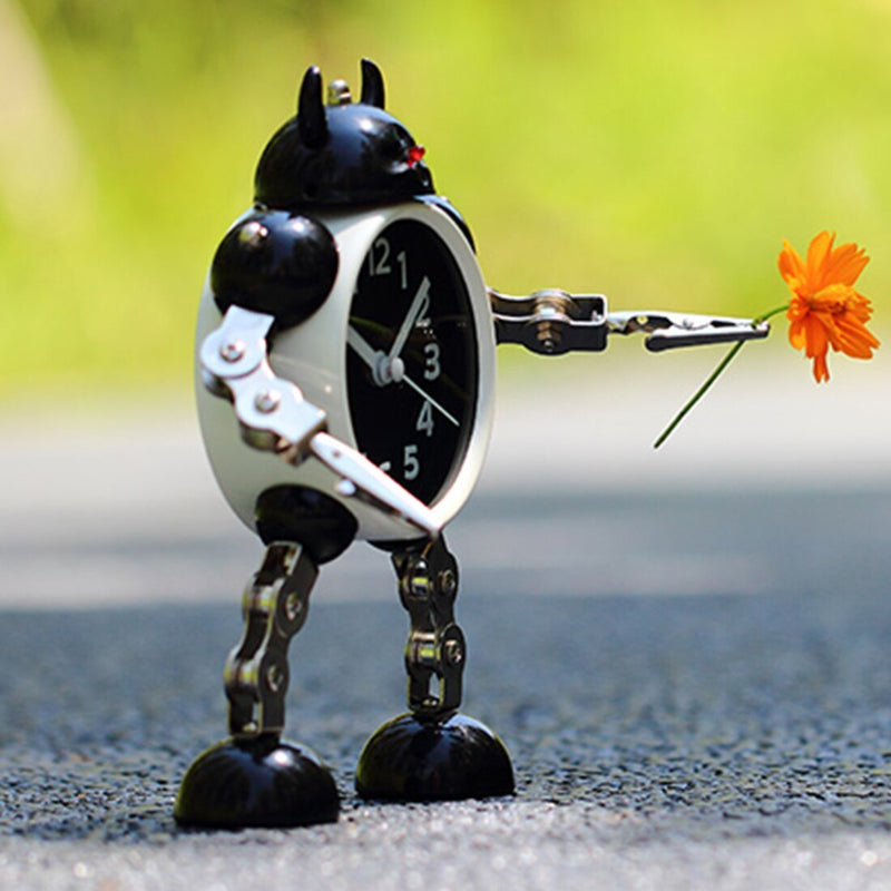 Réveil Enfant 5 ans – Robot Analogique Noir & Jaune avec Alarme