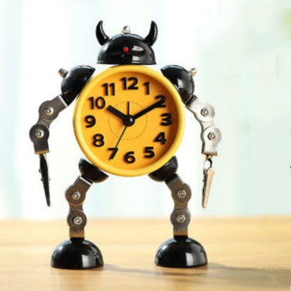 Réveil Enfant 5 ans – Robot Analogique Noir & Jaune avec Alarme