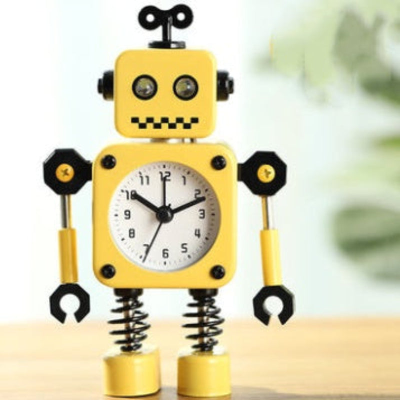 Réveil Enfant 5 ans – Robot Analogique Noir & Jaune avec Alarme