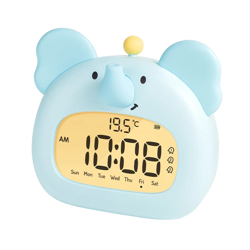 Réveil Enfant Éléphant – LED Digital et Température
