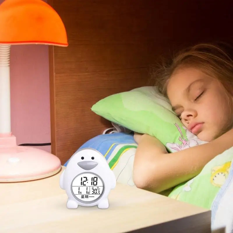 Réveil Enfant 6 ans – Pingouin LED Jaune & Blanc avec Affichage Digital
