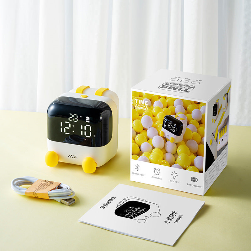 Réveil Enfant 7 ans – Cube LED Jaune avec Bluetooth et Affichage Digital