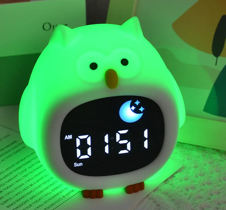 Réveil Enfant Animaux Mignons avec Veilleuse Lumineuse et Affichage Digital