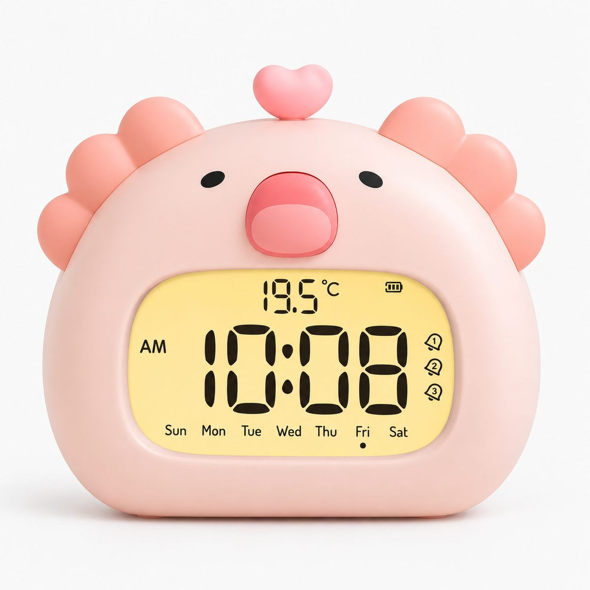 Réveil Enfant Axolotl – LED Digital et Température – Packshot face