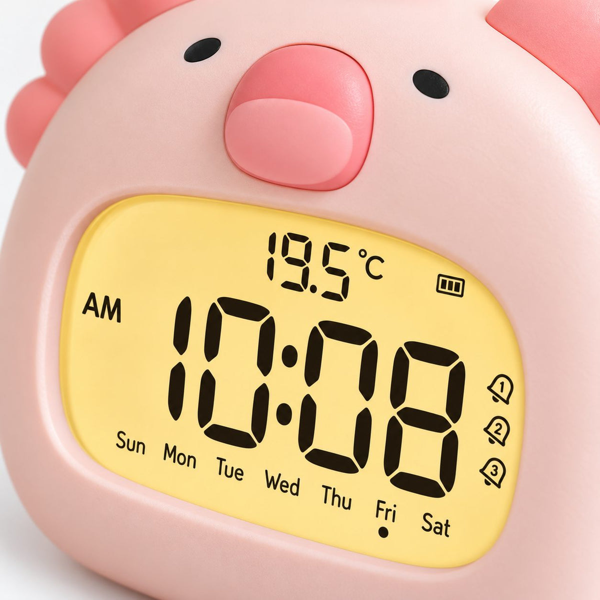 Réveil Enfant Axolotl – LED Digital et Température – Gros plan