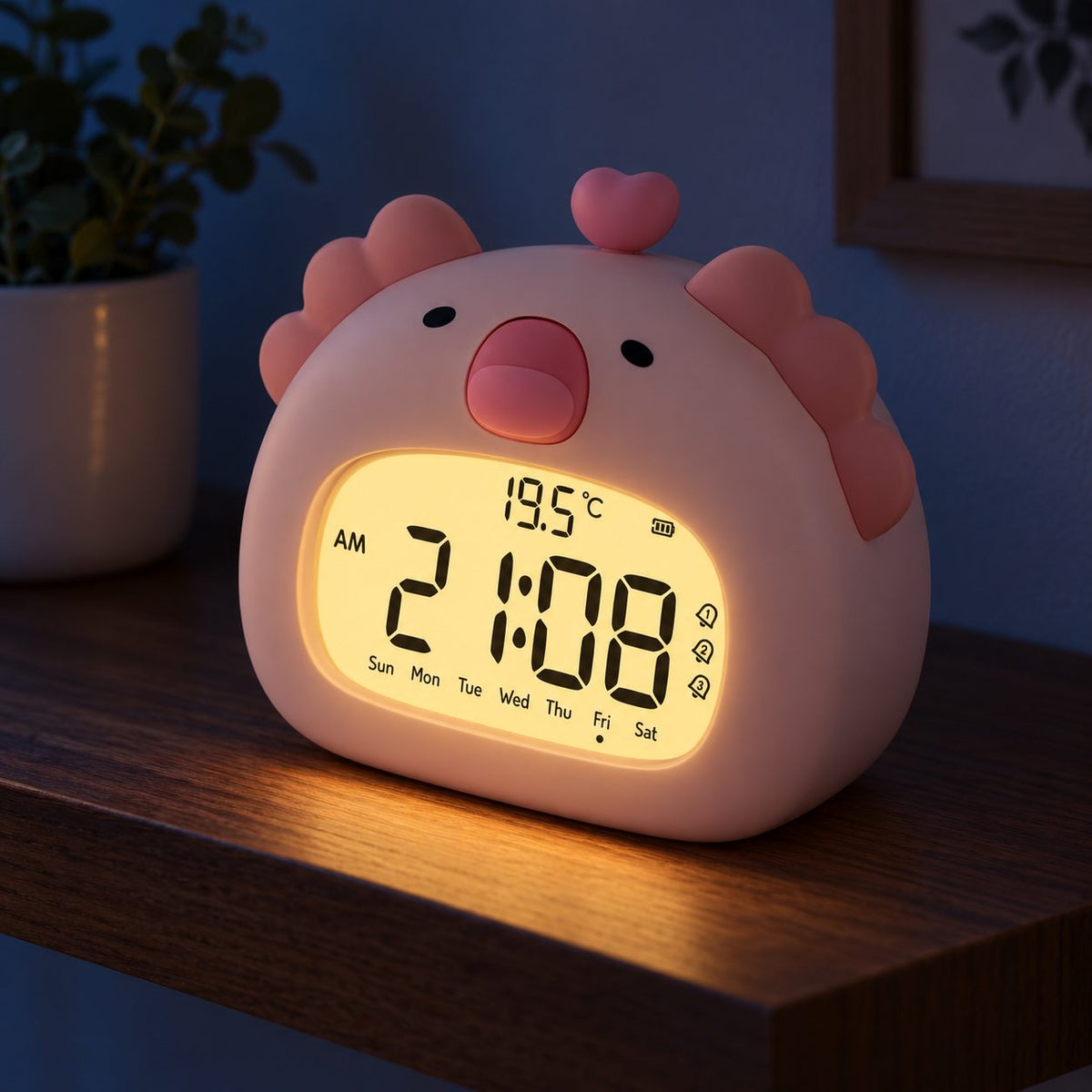 Réveil Enfant Axolotl – LED Digital et Température – Fonctionnalité