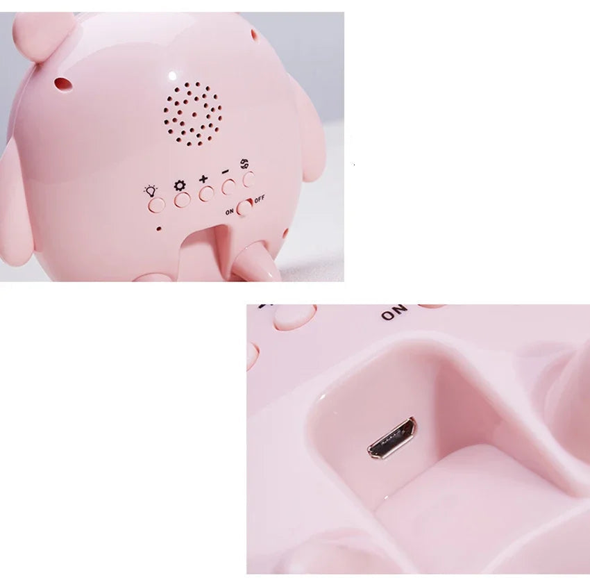 Réveil Enfant Lumineux Ours Rose – Veilleuse et Horloge LED