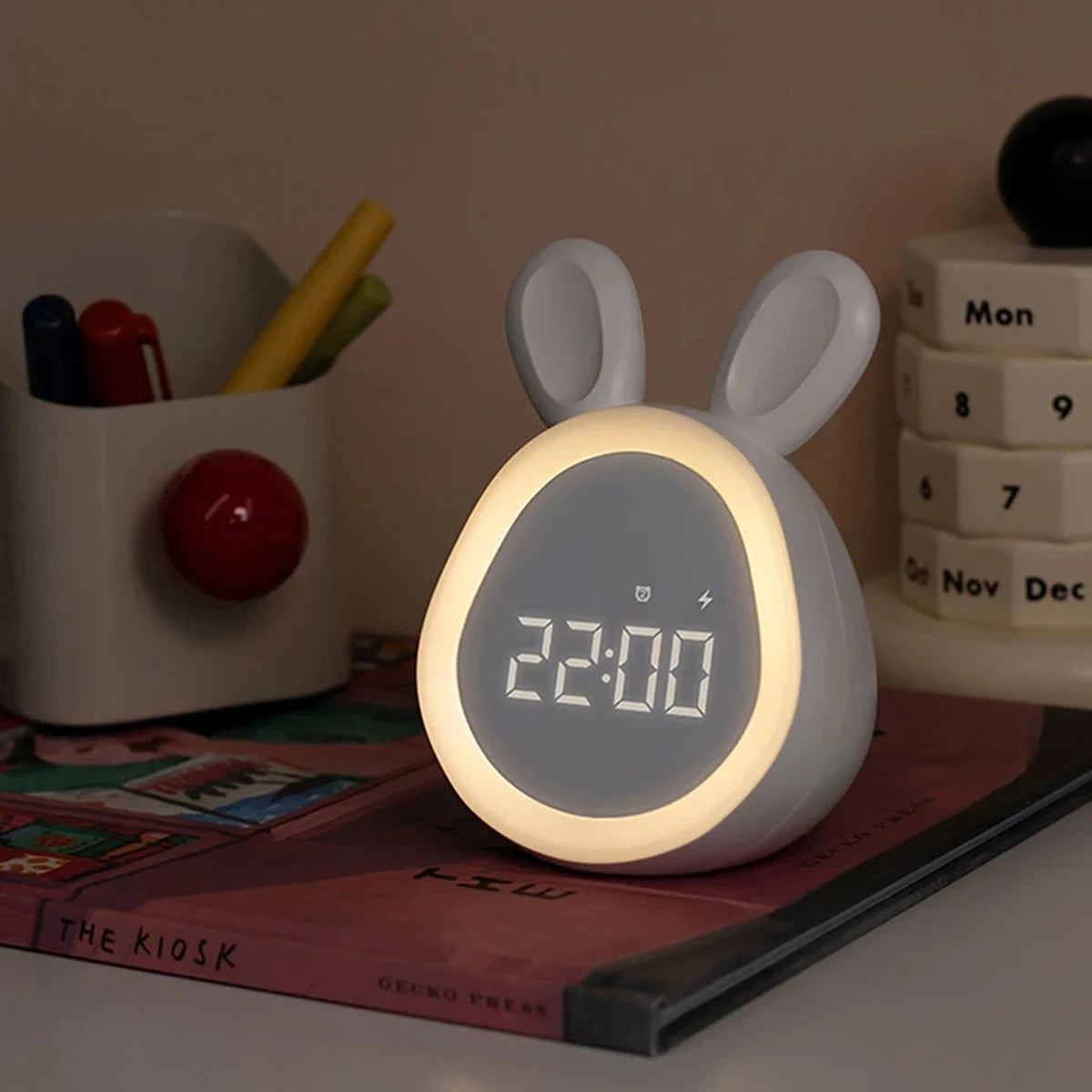 Réveil Lampe de chevet Lapin Enfant LED Veilleuse – Affichage Digital HD