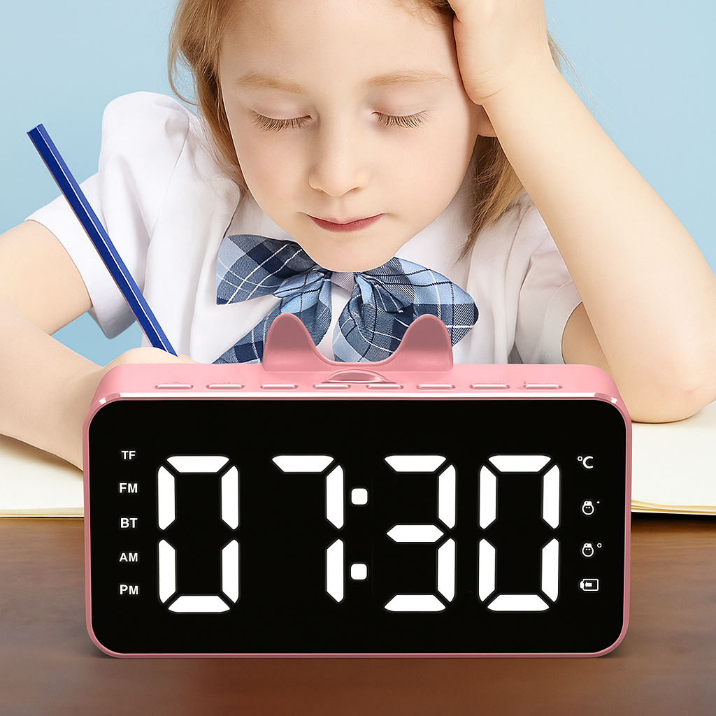 Réveil Lapin Digital LED avec Oreilles – Grand Affichage et Fonction Bluetooth