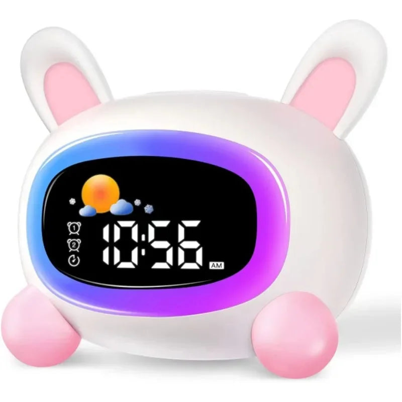 Réveil Lapin Enfant Lumineux avec Veilleuse LED et Entraîneur de Sommeil