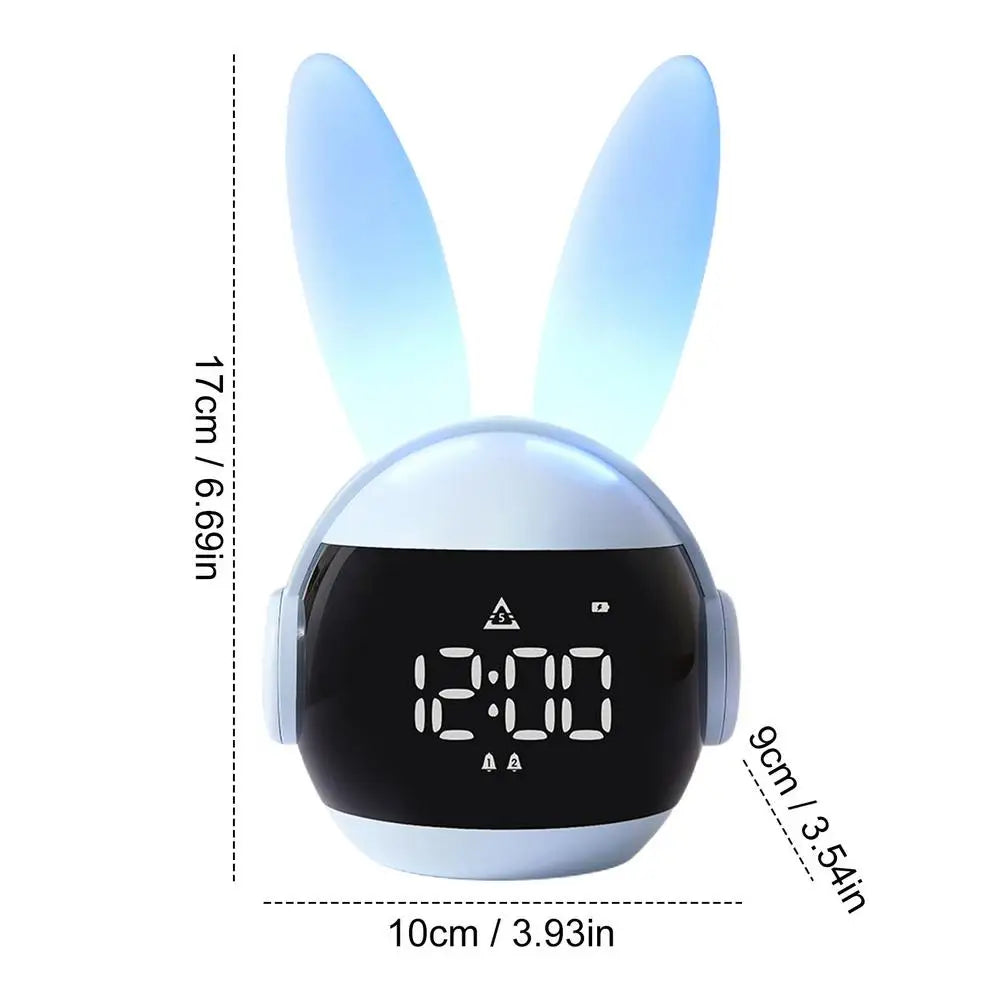 Réveil Lapin LED Enfant avec Oreilles Lumineuses Multicolores