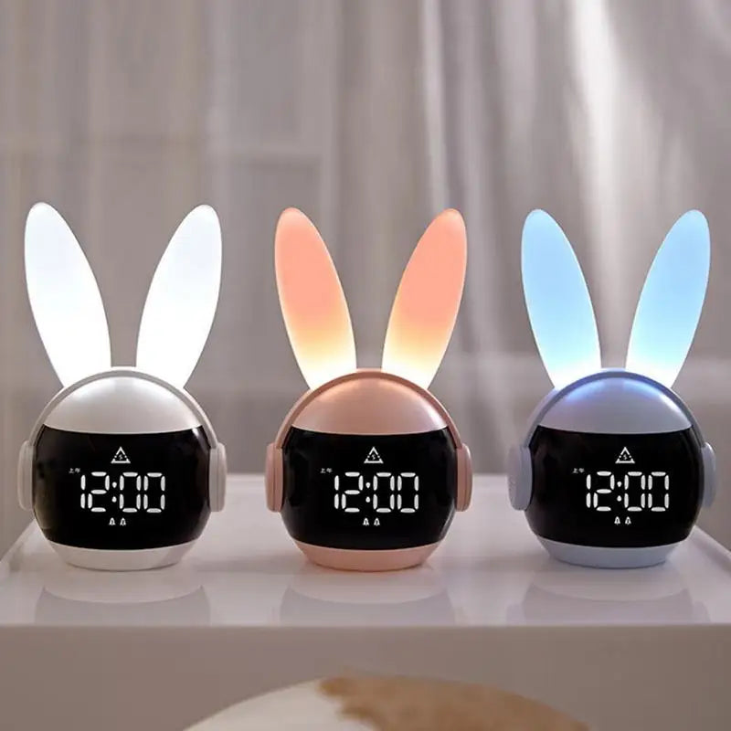 Réveil Lapin LED Enfant avec Oreilles Lumineuses Multicolores