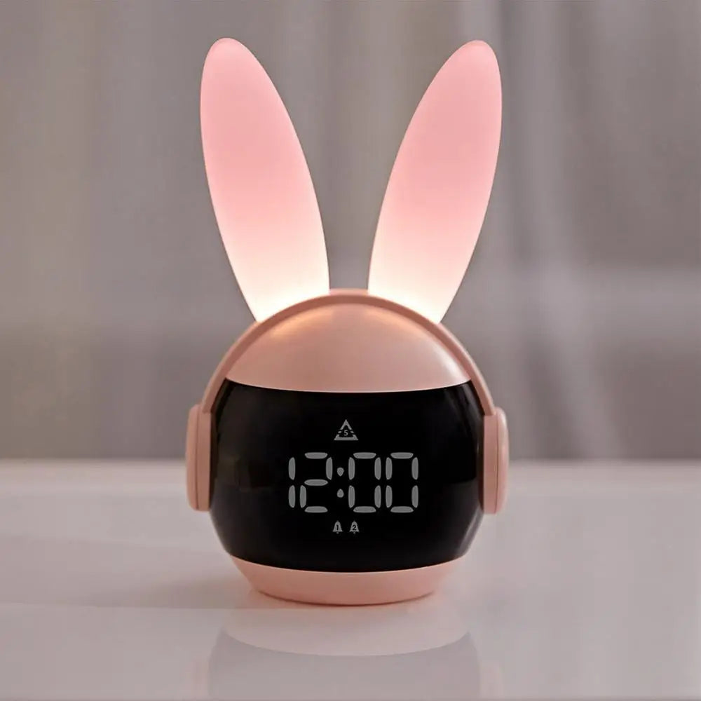 Réveil Lapin LED Enfant avec Oreilles Lumineuses Multicolores