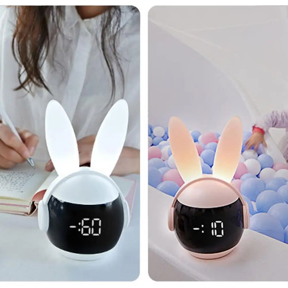 Réveil Lapin LED Enfant avec Oreilles Lumineuses Multicolores