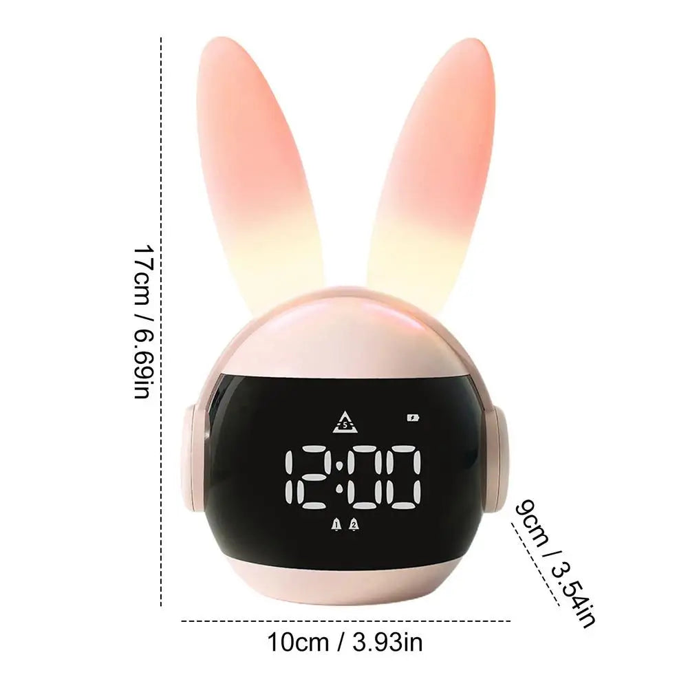 Réveil Lapin LED Enfant avec Oreilles Lumineuses Multicolores