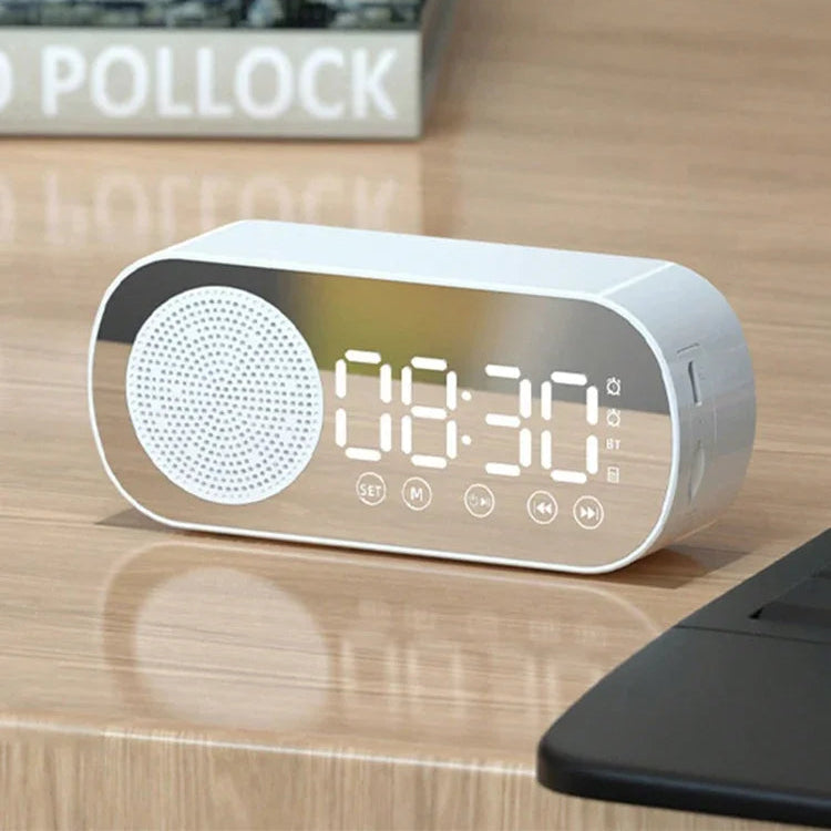 Réveil Multifonction Haut-Parleur Bluetooth avec Caisson de Basse et Assistant Vocal