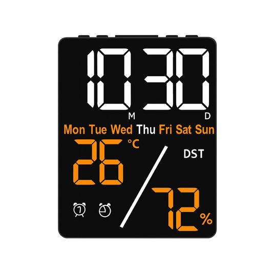Réveil Multifonction Digital avec Réglage Luminosité 3 Niveaux – Affichage Date et Température