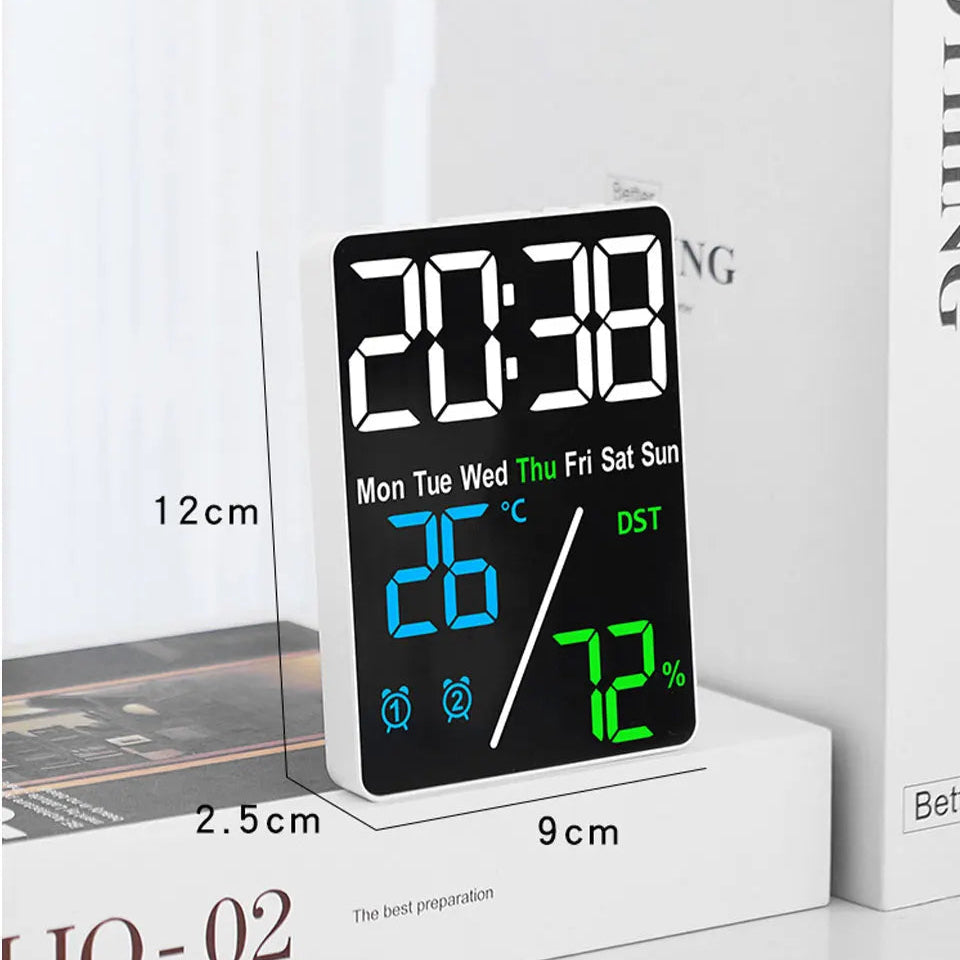 Réveil Multifonction Digital avec Réglage Luminosité 3 Niveaux – Affichage Date et Température