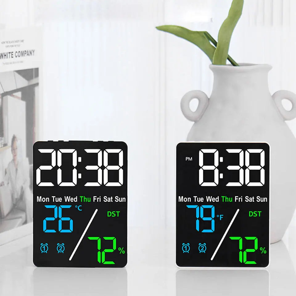 Réveil Multifonction Digital avec Réglage Luminosité 3 Niveaux – Affichage Date et Température