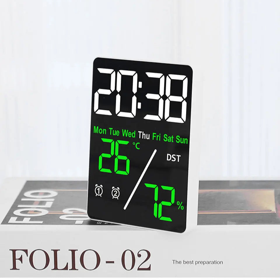 Réveil Multifonction Digital avec Réglage Luminosité 3 Niveaux – Affichage Date et Température