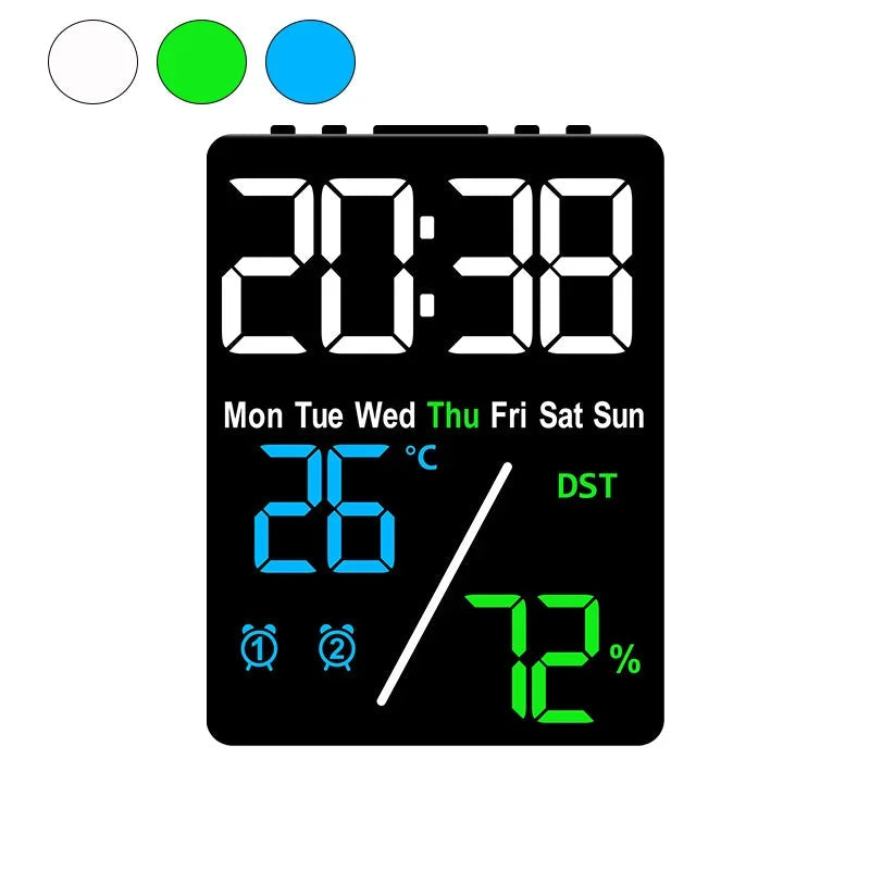 Réveil Multifonction Digital avec Réglage Luminosité 3 Niveaux – Affichage Date et Température